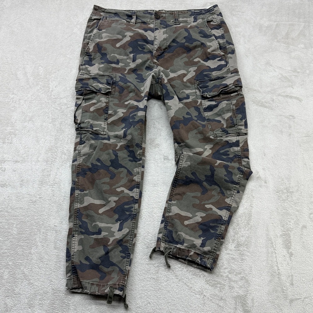 American Eagle Cargo Pants Men 34x30 (34x27) Green Camo Slim Fit Streetwear
